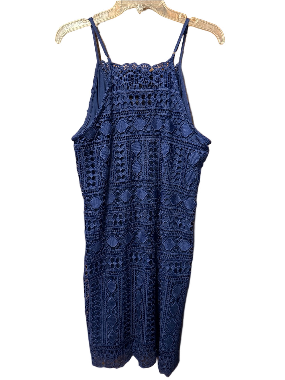 Francesca's Collections Navy Crochet Lace Mini Dress Size L - Picture 3 of 5